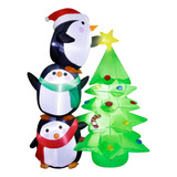 Árbol Inflable De Navidad De 7 Pies Pingüinos Y Estrella