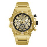 Reloj Hombre Guess Gw0324g2 Cuarzo Pulso Dorado En Acero