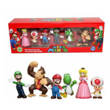 Kit 6 Bonecos Mario Bros Action Figure Miniatura Na Caixa