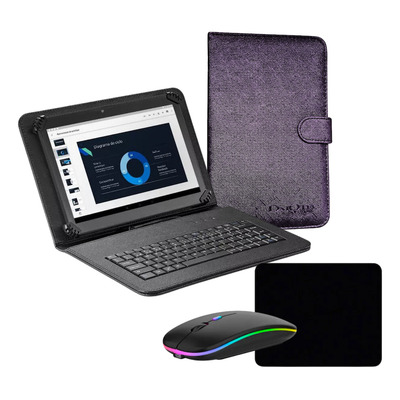 Capa C/ Teclado Mouse P/ Tablet M7 P/ Virar Mini Computador