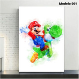 Cuadro Decorativo Mario Bros Efecto Acuarela Canvas 35x55cm