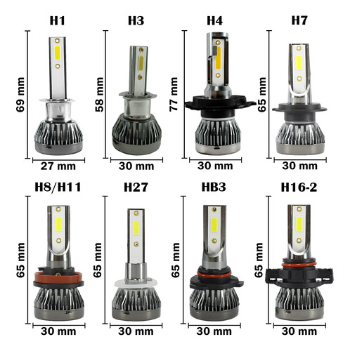 Kit Ultra Led Nano 22000lm 6500k H1 H3 H4 H7 H11 H27 Hb4 Hb3