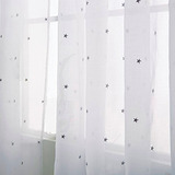 Cortinas Voile Blancas Estrellas Estampadas Para Dormitorio