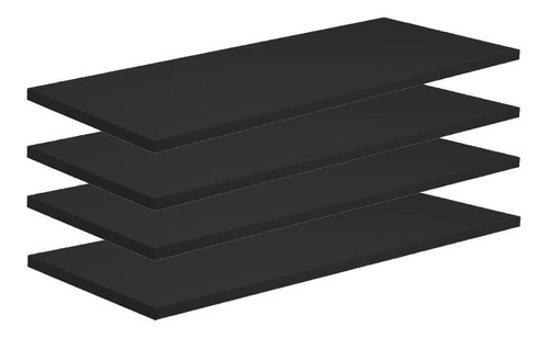 Kit 4 Prateleiras 120x25 Mdf Preto + Suporte Invisível