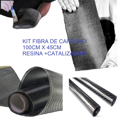 Kit Fibra De Carbono Tela 100 X 45cm + Kit Resina Endurec 3k