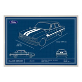 Cuadro Poster Blueprint Impreso 3d Autos Falcon Sprint