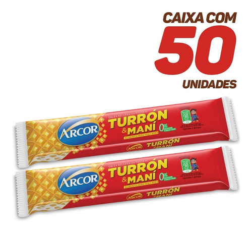 Torrone Turron Y Mani Arcor 25g - 01 Caixa C/ 50 Unidades