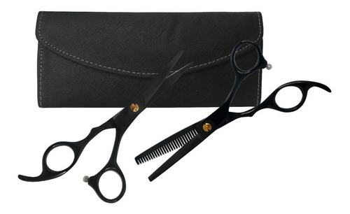 Kit Tijera De Corte + Pulir + Estuche Barbero Barberia