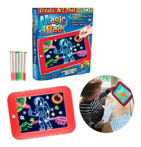 Tableta De Dibujo Con Luz Led Magic Pad+ 6 Marcadores Gratis