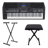 Teclado Yamaha Psr Sx600 Com Banqueta E Estante Kit