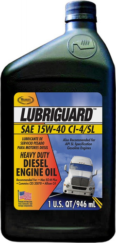 Aceite Motor Warren Lubriguard Diesel 15w40 Ci-4/sl .946 Lt