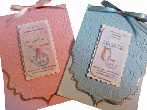 Invitación Baby Shower Mamá Set 12 +sobres Creaciones Zaimor