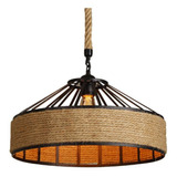 Lustre Pendente Ferro E Sisal Corda Design Rústico Decor