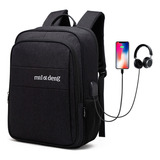 Mochila Para Laptop De 15.6 Pulgadas, Mochila De Viaje Para Laptop, Con Puerto Carga Usb, Ideal Para Negocios, Mejor Mochila Para Escolar Color Negro Diseño De La Tela Nylon