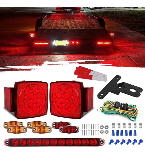 Wan Kit De Luces Led Para Remolque Luces Traseras Cuadradas