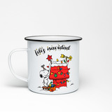 Taza Snoopy De Peltre De Navidad Vintage