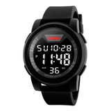 Reloj Hombre Skmei 1218 Sumergible Digital Alarma Cronometro Color De La Malla Negro Color Del Bisel Negro Color Del Fondo Negro