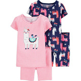 Carters Conjunto 2 Pijamas Short Llama Bebé Niña 4 Pz Ropa 