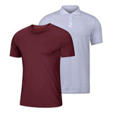 Kit 1 Camiseta Basica Gola Careca E 1 Camisa Polo Masculina