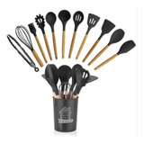 Kit 12 Colheres Cozinha Silicone Cor Roxo Promocao Top