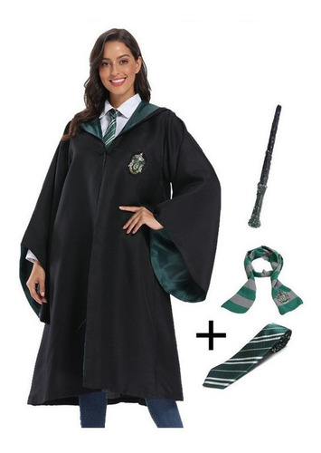 Disfraz Capa Potter 4 Casas Hogwarts Avenclaw Varita Mágica