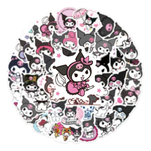 Pack Stickers Escolar Personajes Kuromi-hello Kitty 60unid