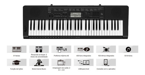 Teclado Casio Digital Ctk-3500 K2 - Br Musical Preto