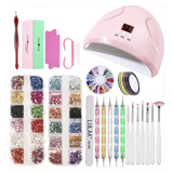 Kit De Manicura,lámpara Uv,decoración Uñas,pinceles,piedras