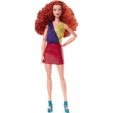 Muñeca Barbie Looks, Pelo Rojo Rizado, Traje De Bloques De C