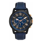 Reloj Cronógrafo Fossil Grant Fs5061 Para Hombre, Negro/azul