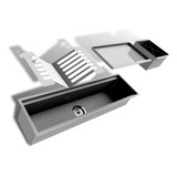 Calha Inox 77,5cm De Pia Porta Utensílio Organizador Cozinha