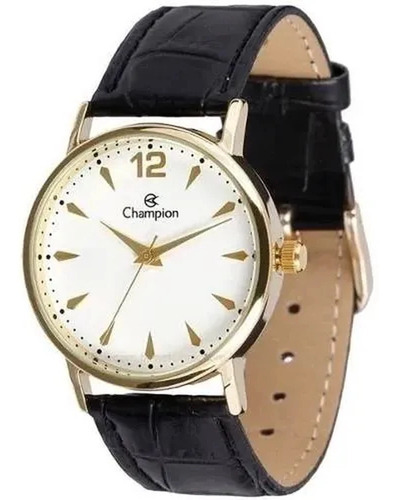 Relogio Champion Feminino Dourado Pequeno Pulseira De Couro 