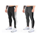 Kit 2 Calças Moletom Masculina Skinny Sport Casual Academia