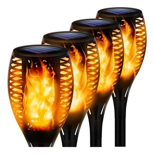 Gift Lâmpada Led Solar De Tocha Com Chama 4pcs 1