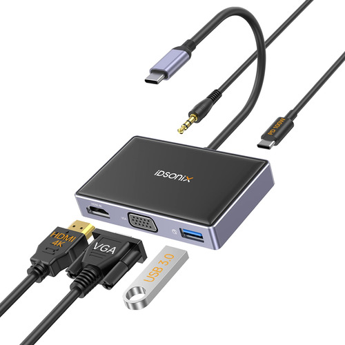 Adaptador Usb C A Hdmi Vga, Adaptador Multipuerto Usb C 5 E