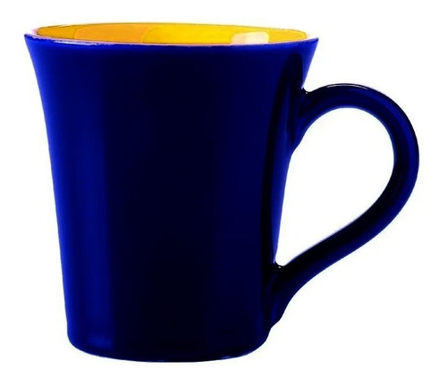 Taza Jarro Biona Bicolor 330cc Ceramica Por Unidad Color Azul Interior Amarillo