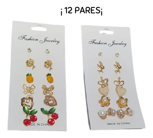 Aretes Mayoreo 12 Pares Mujer Pendientes Paquetes Diferentes