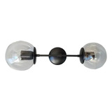 Aplique 2 Luces Pared Negro Globos Esfera Bocha Opal Ø15 