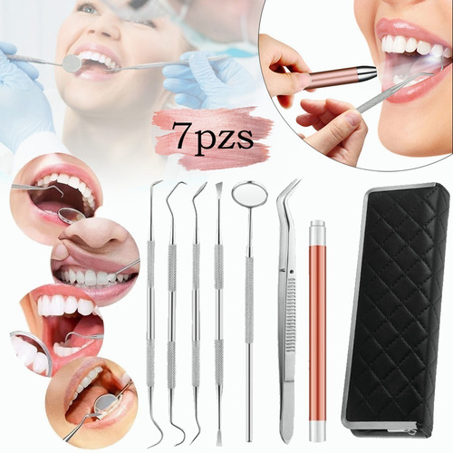 Set De 7 Herramientas De Limpieza Dientes Acero Inoxidable