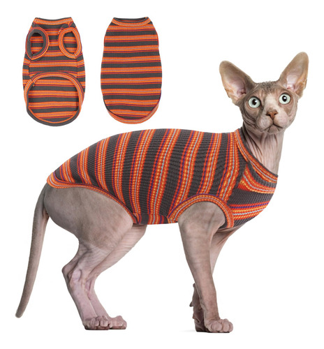 Brkurleg Sphynx - Camiseta De Gatos Sin Pelo, A Rayas Rojas 