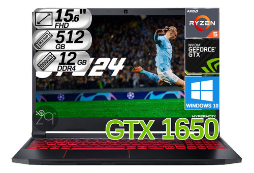 Portátil Gamer Acer Nitro5 Ryzen5 Ram 12gb 512gb Gtx 1650