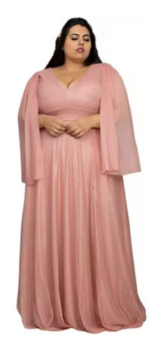 Vestido Madrinha Manga P A Plus Size Evangélico Mãe Noivo Rg