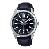 Reloj Casio Linea General Mtp-vd02l-1eudf Hombre Color De La Correa Negro Color Del Bisel Plata Color Del Fondo Negro