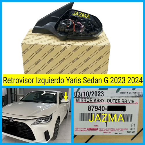 Retrovisor Izquierdo Yaris Sedan G 2023 2024 Original  Foto 2
