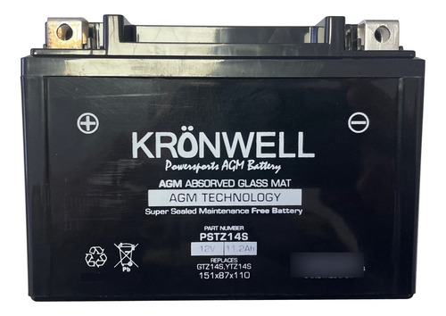 Bateria Kronwel Gel Pstz14s 10.5 Ah 160 Cca (+ D) Ytz14s