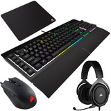 Kit Corsair Teclado Mouse Mousepad Diadema Gaming 4 En 1