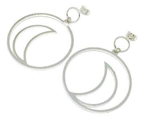 Aros Con Luna 50mm Acero Blanco Ideal Mujer Ac 050