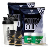 Kit 2x Whey 1kg + 2x Creatina + 2x Bcaa + 2x Coqueteleira