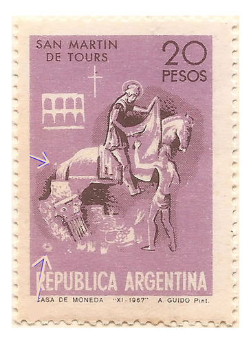 Argentina 823 Gj 1459 Variedades Raras San Martín De Tours