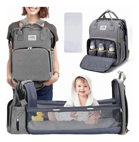 Mochila 3 En 1 Pañalera Cuna Y Mudador Portátil Para Bebés